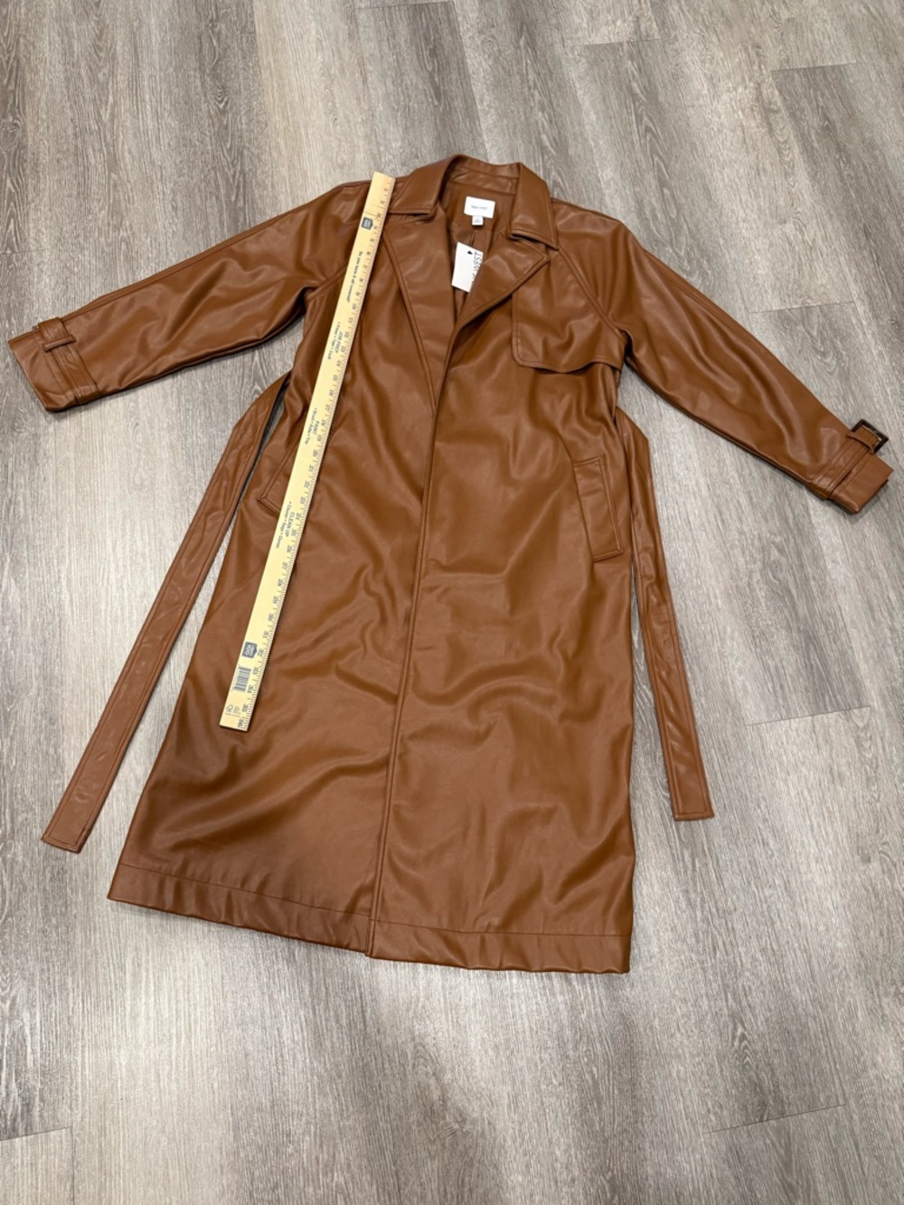 Nine West Brown Faux Leather Trench Coat